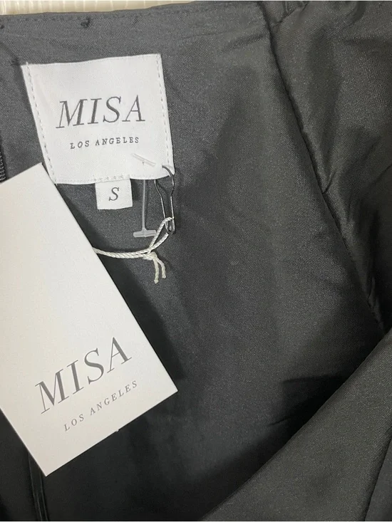 MISA Los Angeles Sybil Black Taffeta Mini Dress LBD Puff Sleeve NWT Sz S - Picture 8 of 10